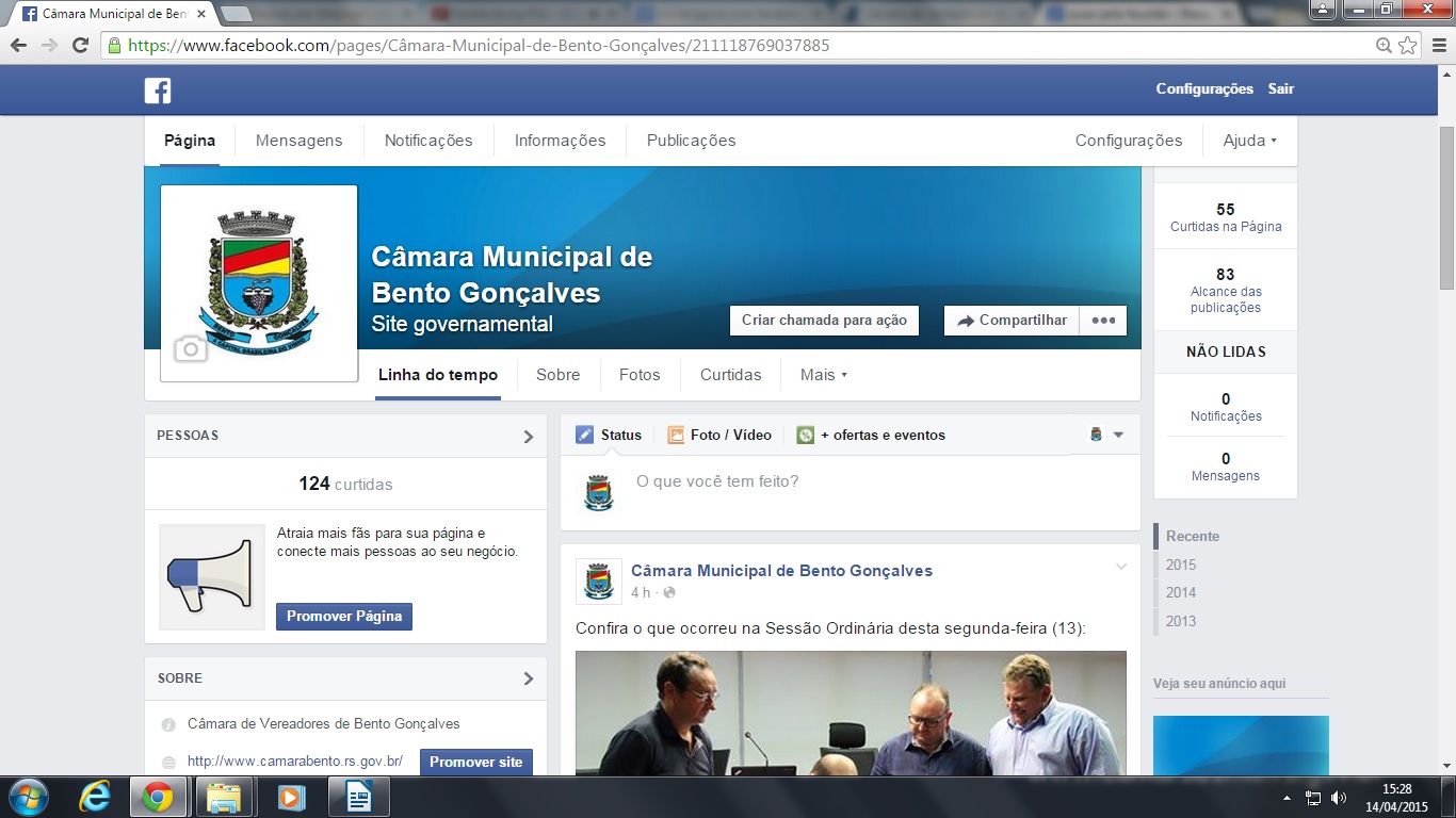 Câmara de Vereadores agora tem Facebook